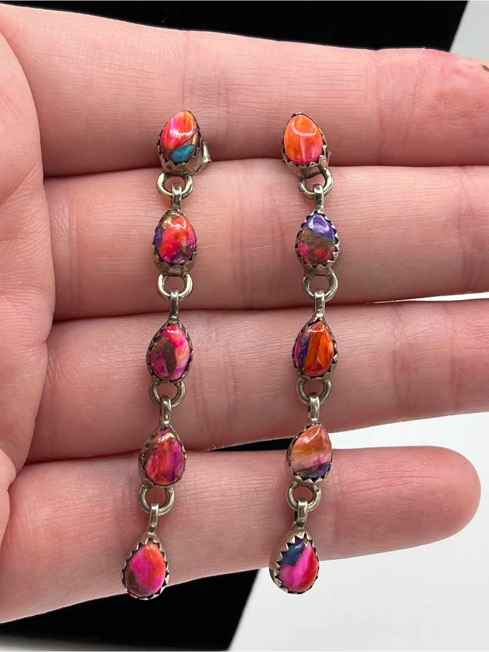 Gorgeous Rose Dahlia 2.25 Inch Sterling Silver Earrings - Picture 4 of 7